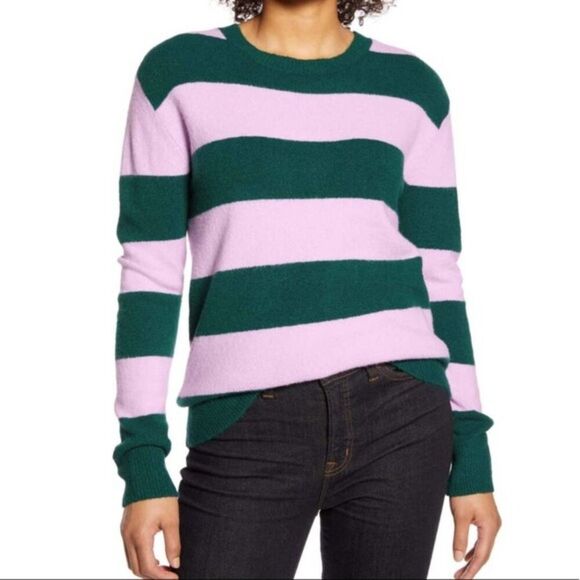 Green Purple Striped Halogen Atlantic Pacific Velvet Bow Back